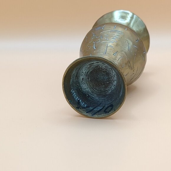 Vintage Brass Vase - Etched Metal - Small Decor Item - Picture 5 of 7